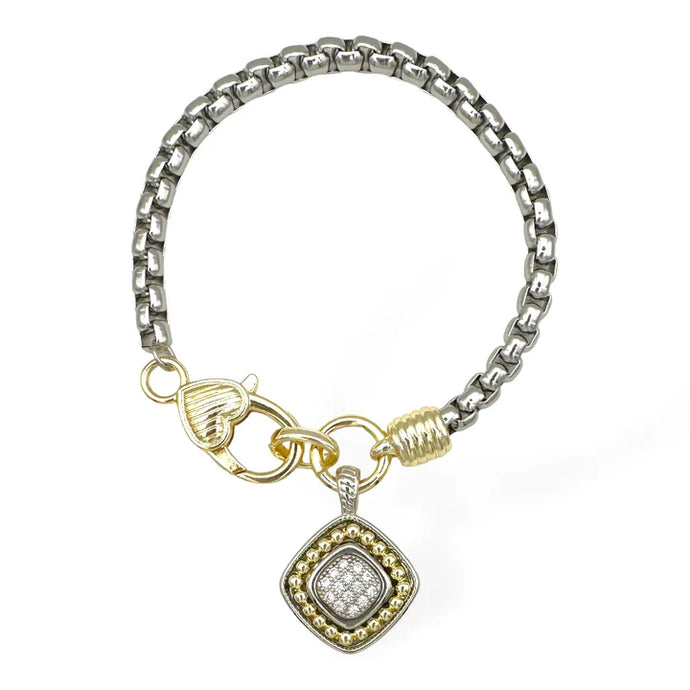 14K Gold Plated Bracelet with Clear CZ Stones