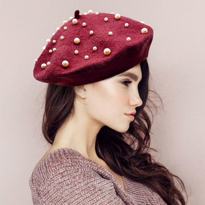 Pearl Embellished Beret-01