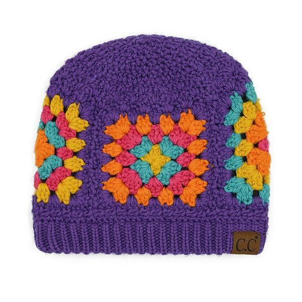 Crochet Beanie-Purple