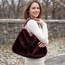 Load image into Gallery viewer, Winter Luxe Plush Handbag - Burgundy