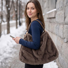 Load image into Gallery viewer, Winter Luxe Plush Handbag - Taupe