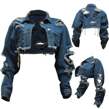 Load image into Gallery viewer, Irregular Crop Denim Jacket