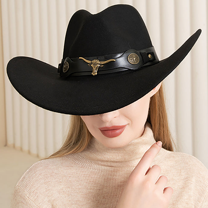 Cowboy Fedora Panama Hat - Black