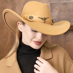 Cowboy Fedora Panama Hat - Camel