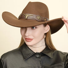 Load image into Gallery viewer, Cowboy Fedora Panama Hat - Brown