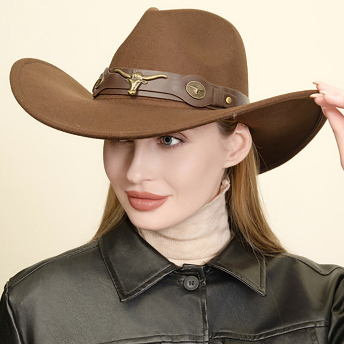 Cowboy Fedora Panama Hat - Brown
