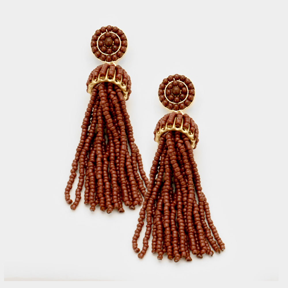 Beaded Tassel Earrings -02