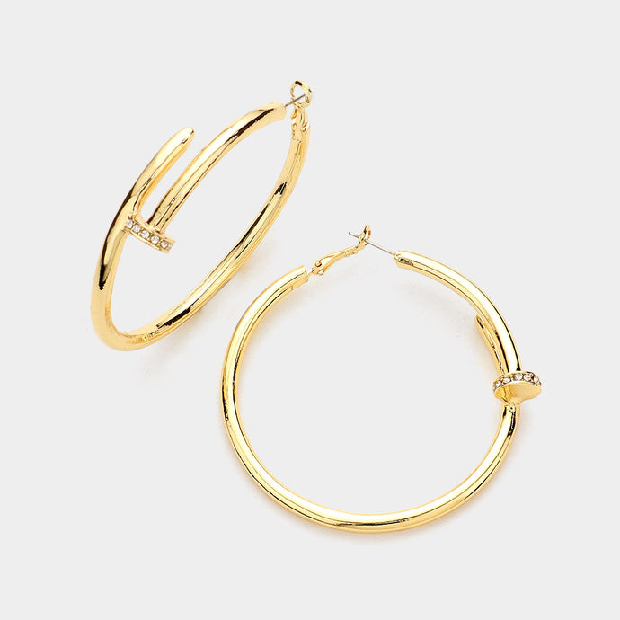 Metal Nail Hoop - Gold