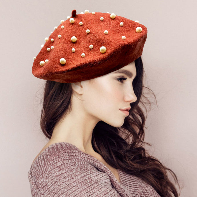 Pearl Embellished Beret-06