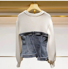 Load image into Gallery viewer, Asymmetrical Denim Sweatshirt