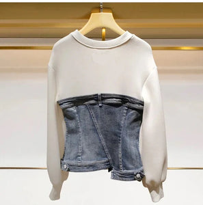 Asymmetrical Denim Sweatshirt