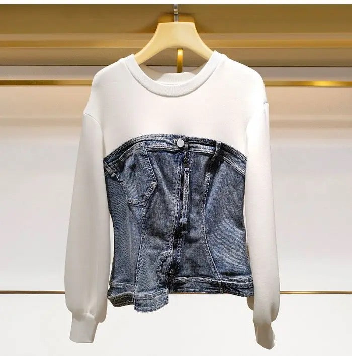 Asymmetrical Denim Sweatshirt