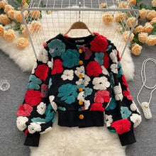 Load image into Gallery viewer, Flower Sweater Jacket-02