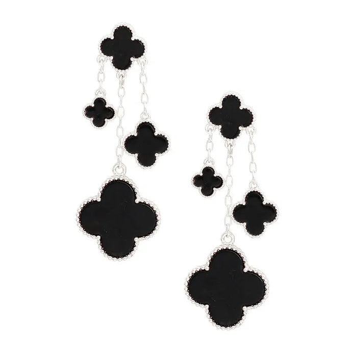 Black Clover Chain Earrings