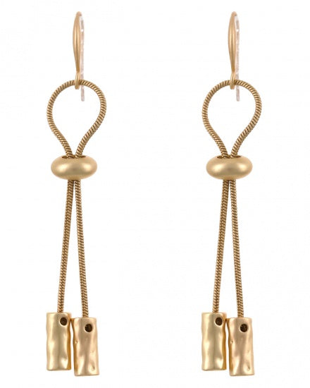 Hammered Dangle Earrings - Silver Gold