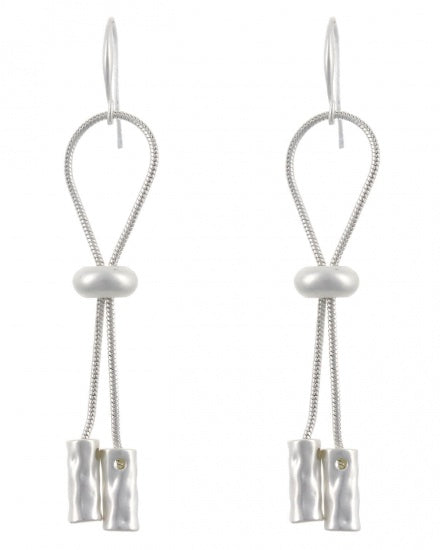 Hammered Dangle Earrings - Silver