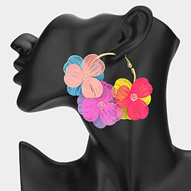 Triple Flower Hoop Earrings - Multi