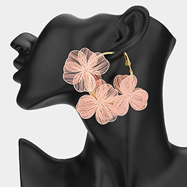 Triple Flower Hoop Earrings - Peach