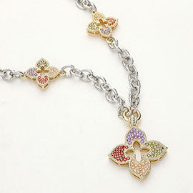 Multi Color Clover Pendant Necklace