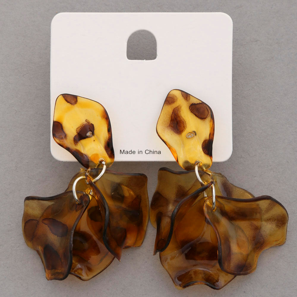 Tortoise Pattern Petal Dangle Earrings