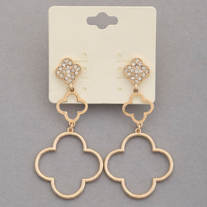 Triple Clover Dangle Earrings - Gold