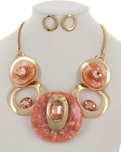 Circle Of Love Necklace Set-Peach