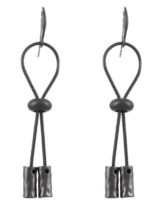 Hammered Dangle Earrings - Hematite