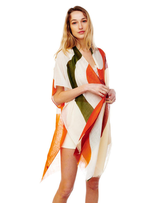 Orange/Olive/Ivory Kimono