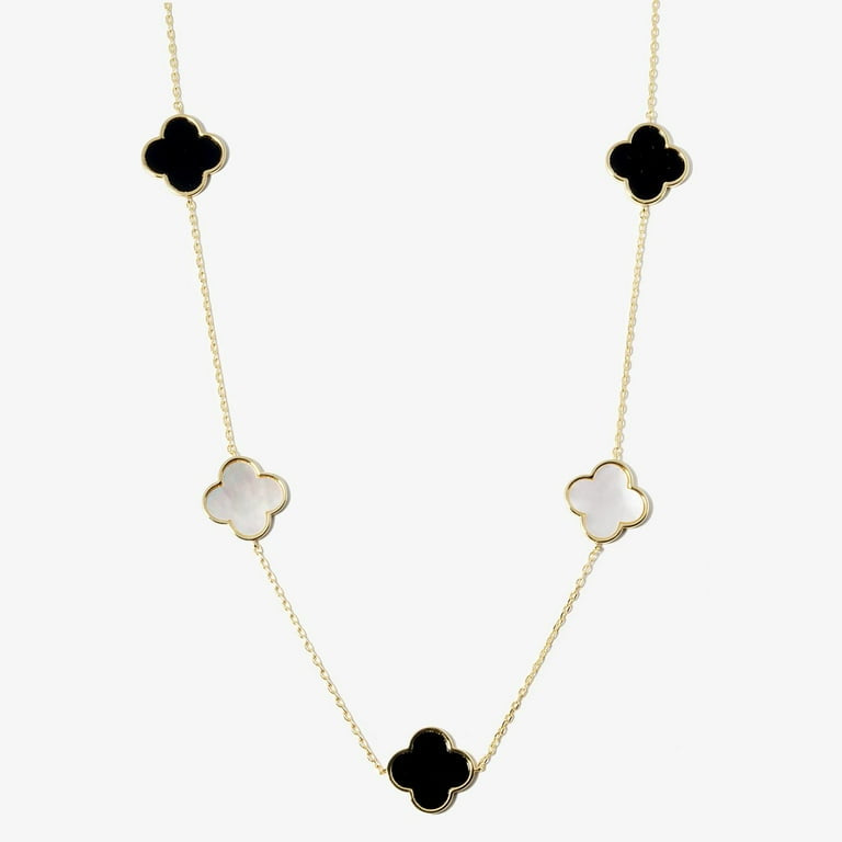 Black and White Quatrefoil Necklace