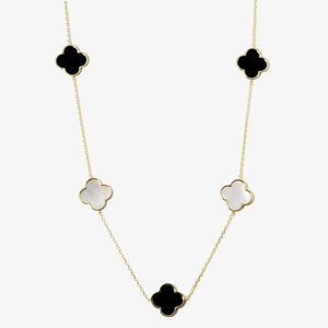 Black and White Quatrefoil Necklace