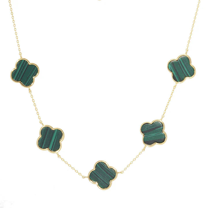 Green Quatrefoil Necklace