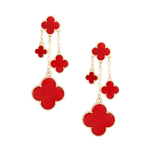 Red Clover Chain Earrings