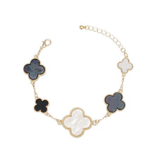 Load image into Gallery viewer, BW/Gold Quatrefoil Large Clovers Bracelet