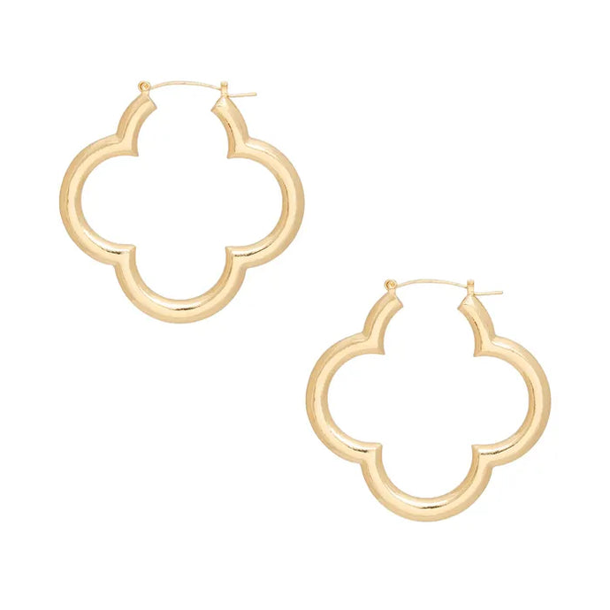 Polished Quatrefoil Clover Earrings-Gold
