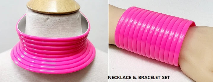 Fuchsia Choker and  Bracelet