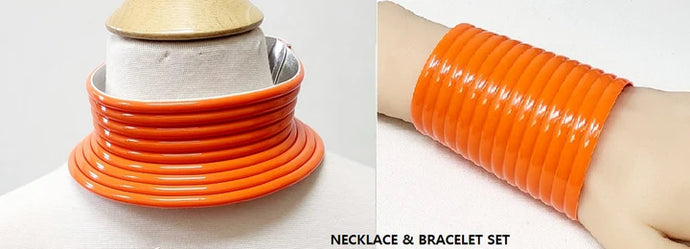 Orange Choker and  Bracelet Set