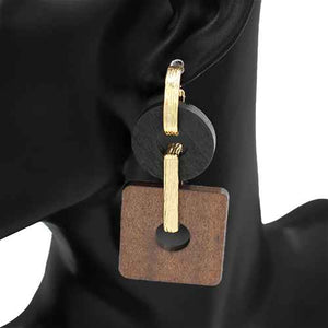 Brown and Black Wood Earrings
