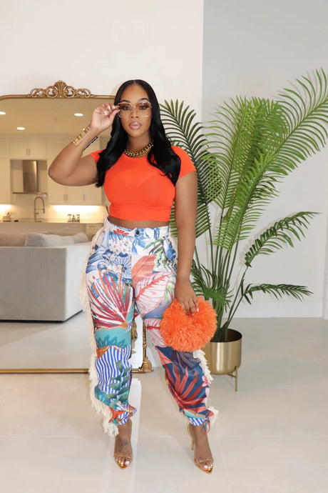 Sarah-Blue/Orange Multi