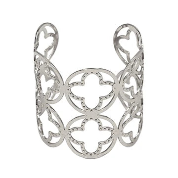 Silver Quatrefoil Cuff Bracelet