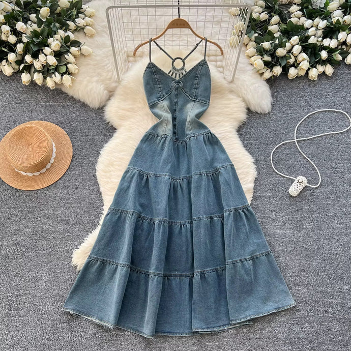 A Denim Halter Sundress
