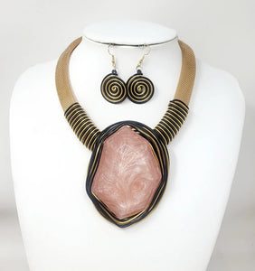 Pink and Gold Chunky Necklace Set