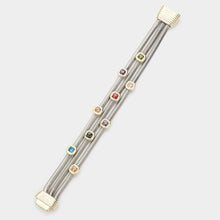 Load image into Gallery viewer, Square CZ Pointed Multi Layered Magnetic Bracelet