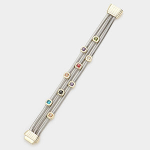 Square CZ Pointed Multi Layered Magnetic Bracelet