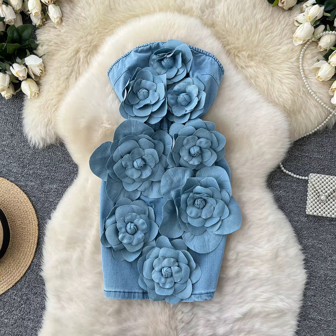 Denim Flower Sleeveless dress