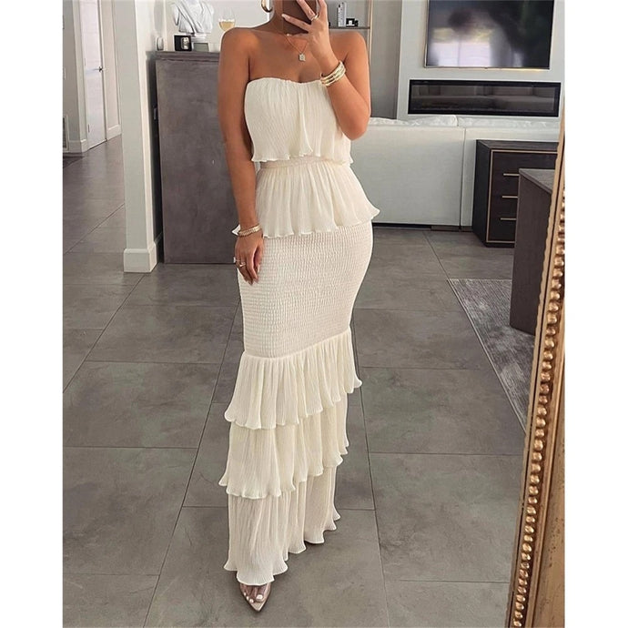 Sleeveless Pleated Ruffle Sundress