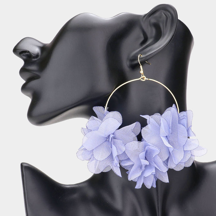 Flower Hoop Earrings-Lavender