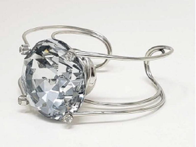 Cuff Bracelet with Oversize Diamond Silver