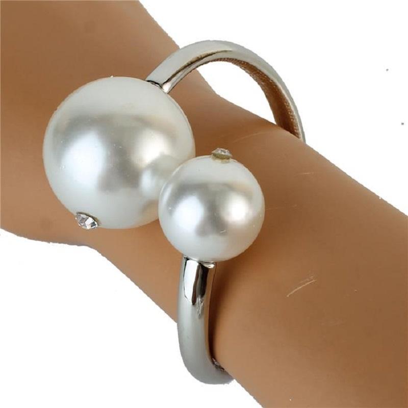 Pearl Bangle Bracelet - Silver