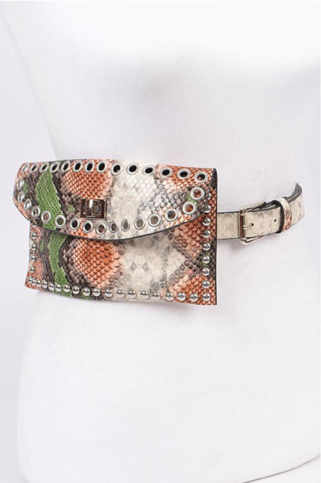Waist Bag Belt Fanny Pack - Snake/Olive