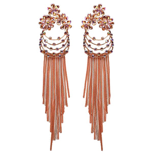 Long Crystal Fringe Earrings